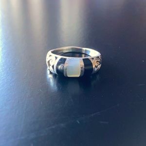 Silver Ring with Onyx and Mother of Pearl